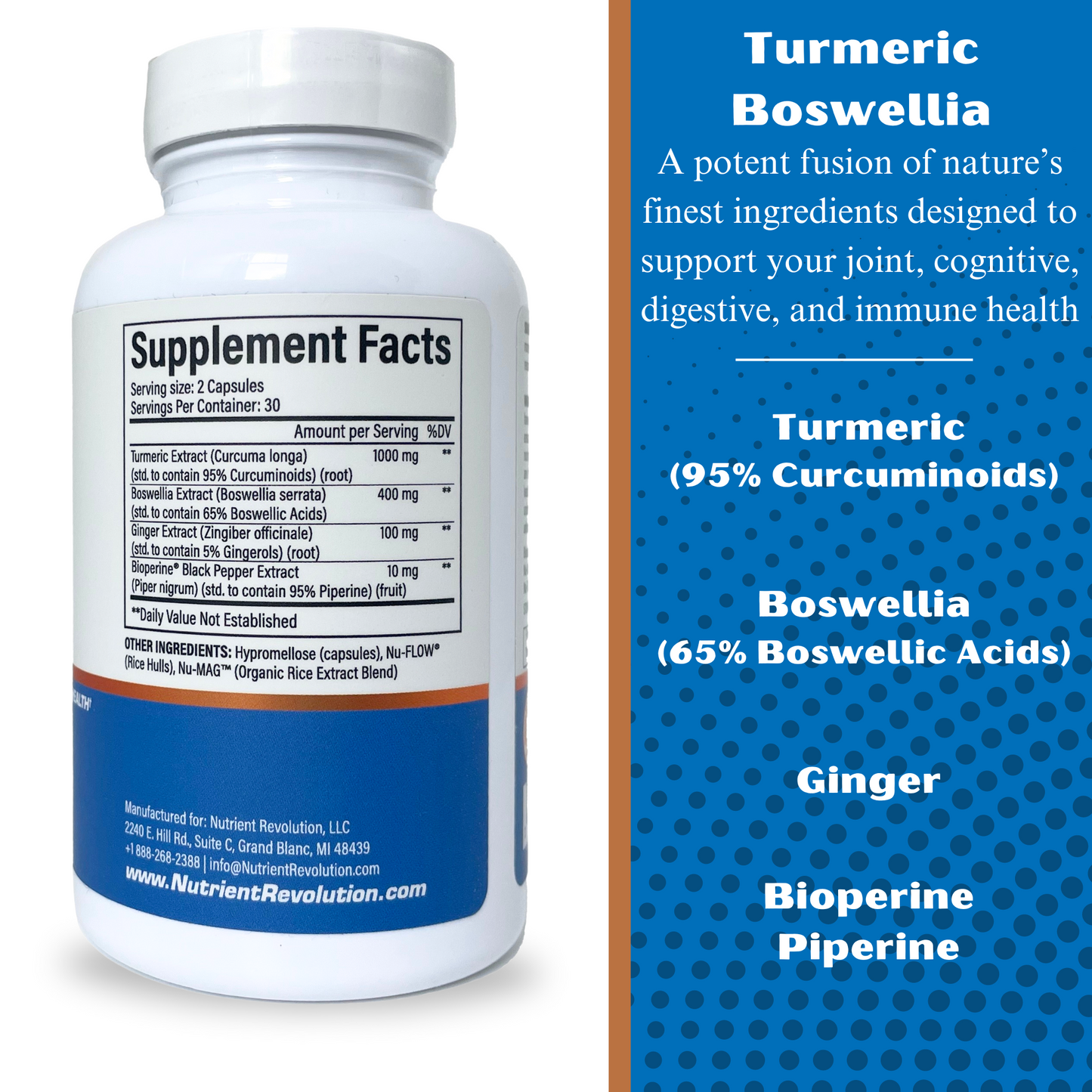 Turmeric (95% Curcuminoids) Boswellia (65% Boswellic Acids)