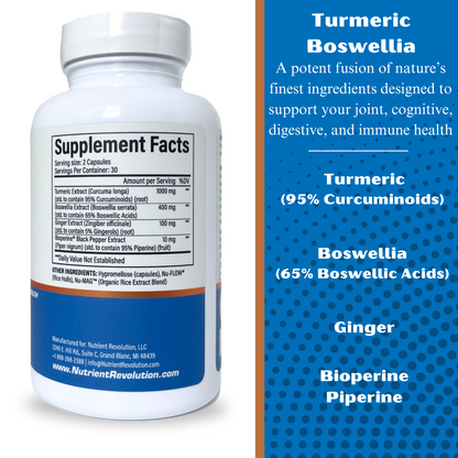 Turmeric (95% Curcuminoids) Boswellia (65% Boswellic Acids)